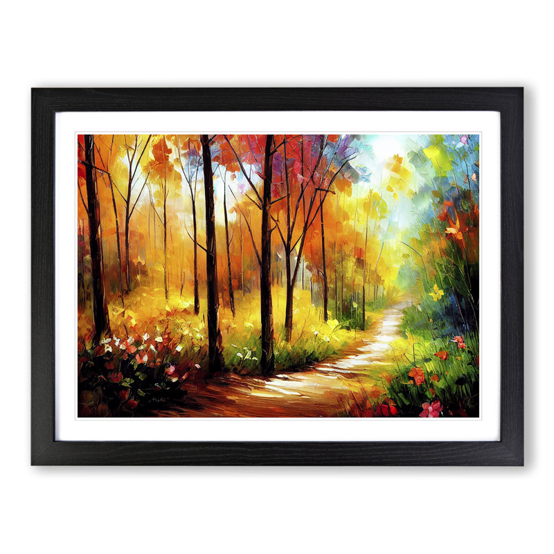 Magical Forest Vol.1 Abstract - Single Picture Frame Painting, Black, 46cm H x 64cm W x 2cm D