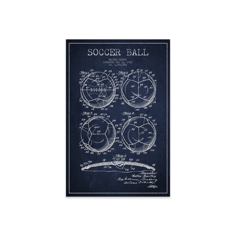 "Bartky Soccer Ball", brevet de fusain sur plastique / acrylique par Aged Pixel, peinture, Bleu marine