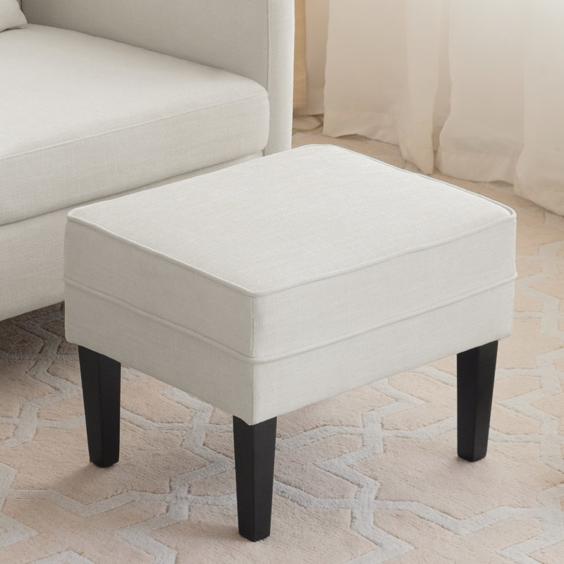 Chalyce Upholstered Ottoman, Beige Polyester Blend