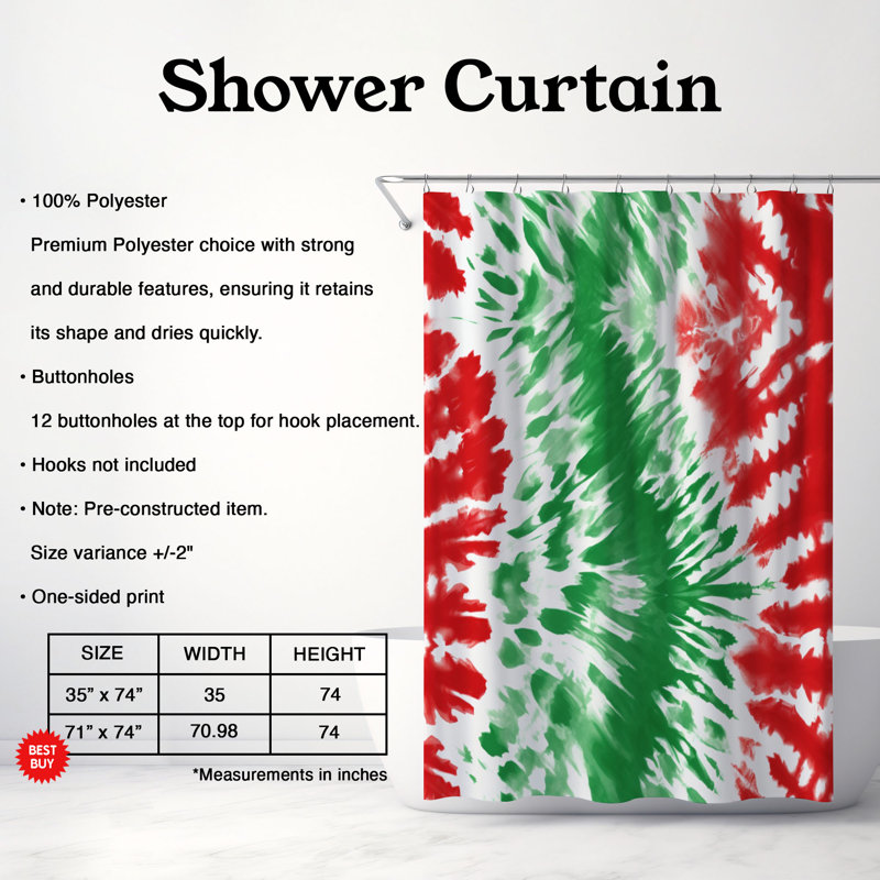 Holiday Swirls - rideau de douche standard 1 pièce, H 74 po x l 71 po