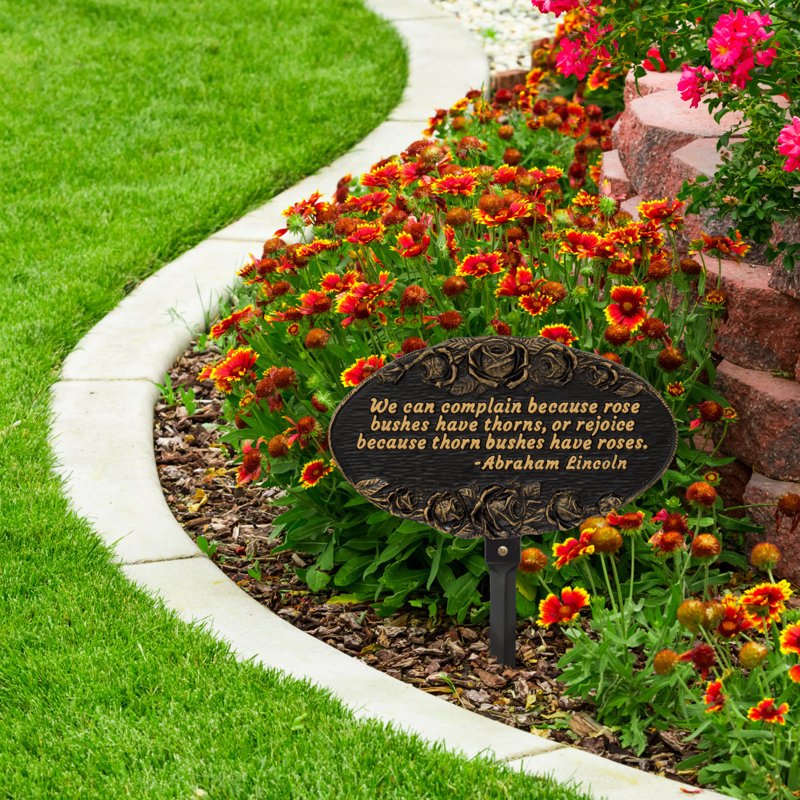 Rose Quote Oval Garden Lawn Plaque, 38, Black/Gold