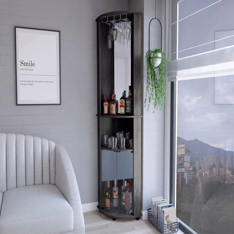 Corner Bar Cabinet, Gray
