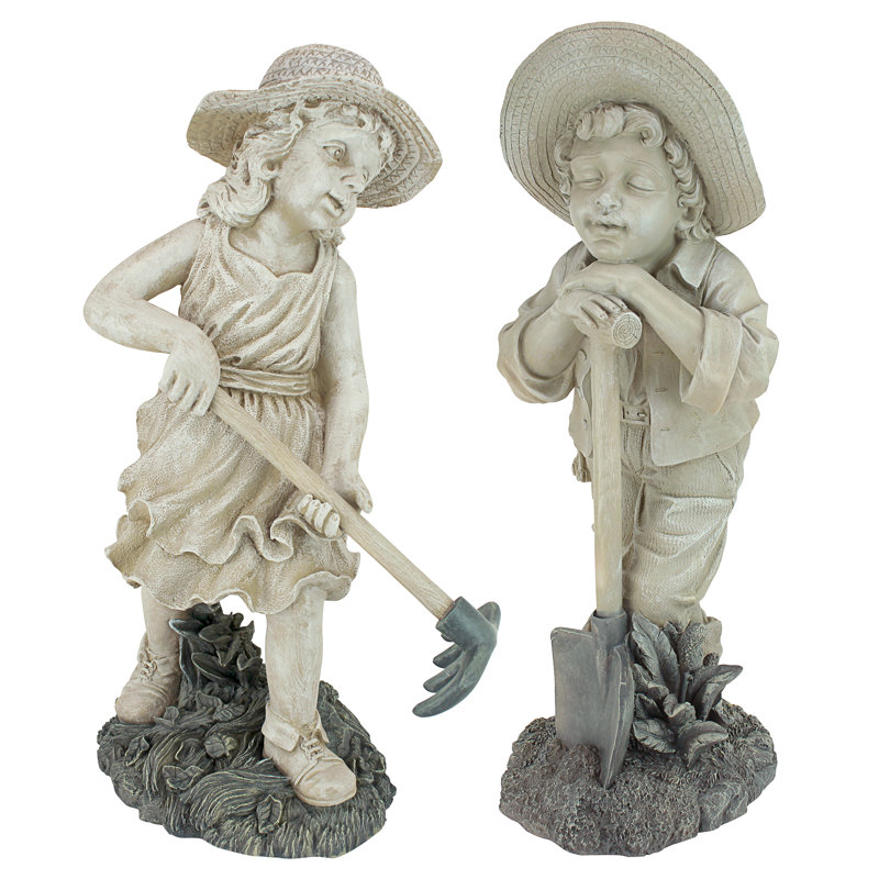 Young Gardeners 2 Piece Statue Set