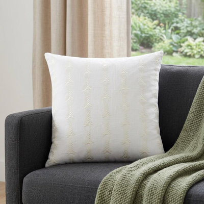 Coussin 20 "en coton blanc avec broderie
