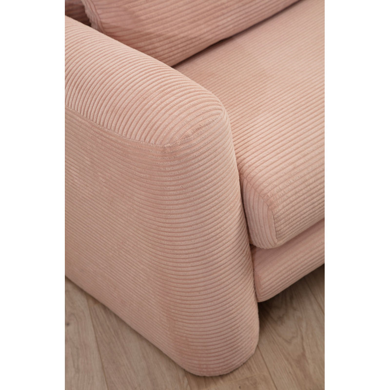 Elegant Corner Sofa, Pink Fabric, 114.2 x 65.0 x 28.7 inches | Beech Wood & Chipboard Frame | 100% Polyester, Dry-Cleanable | 28 DNS Foam Back, Portable Cushions, Stylish & Comfortable Living Room Furniture