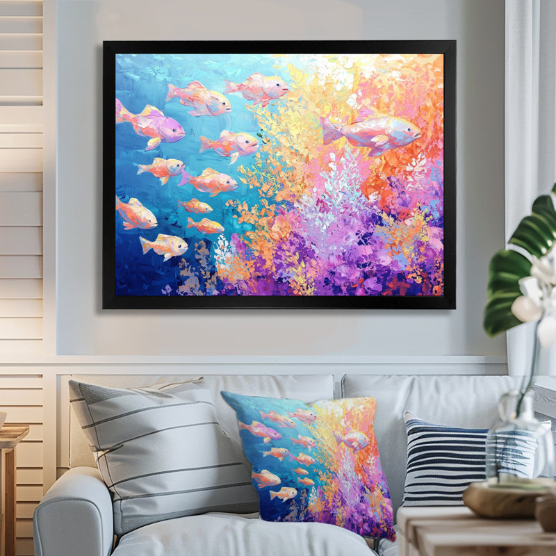 Coral Reef Fish Paradise VII - décoration murale corail, H 12 po x l 20 po, Reproduction encadrée d'une seule photo sans pass
