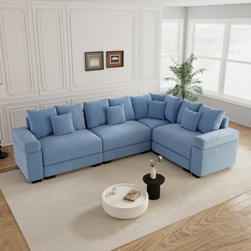 Canapé modulaire surdimensionné surdimensionné avec coussins décoratifs, tissu velours côtelé de qualité supérieure, conception ergonomique, assemblage facile, pour le salon.