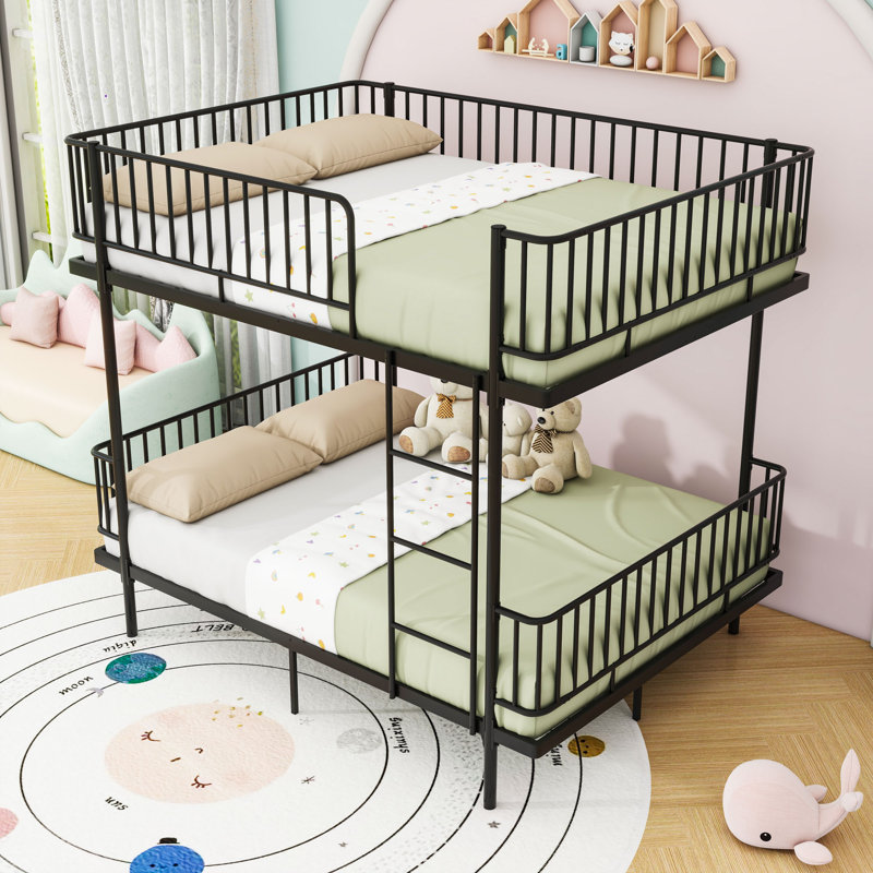 Bunk Bed with Ladders and Guardrails, Full Over Full, Black
