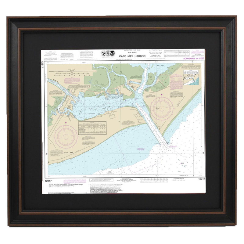 Cape May Harbor | Nautical Chart | Framed Print, 36'' H x 31" W