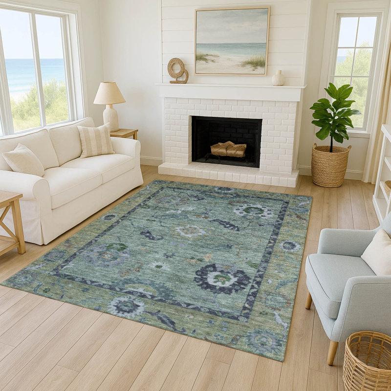 Machine Washable Indoor/Outdoor Jusino ACN2230 Global Rug, Rectangle 10 pi x 14 pi