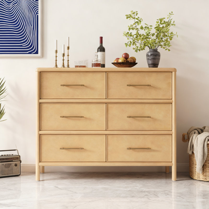 Armoire de rangement 6 tiroirs, Naturel