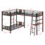 Lit superposé simple au-dessus de simple en L en métal robuste avec bureau et tablette, 3 lits dans 1 lit multifonctionnel peu encombrant