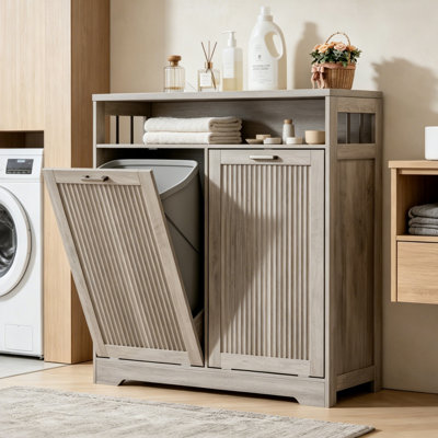 Armoire à ordures inclinable 26 gallons - Conception cannelée avec tablette de rangement ouverte