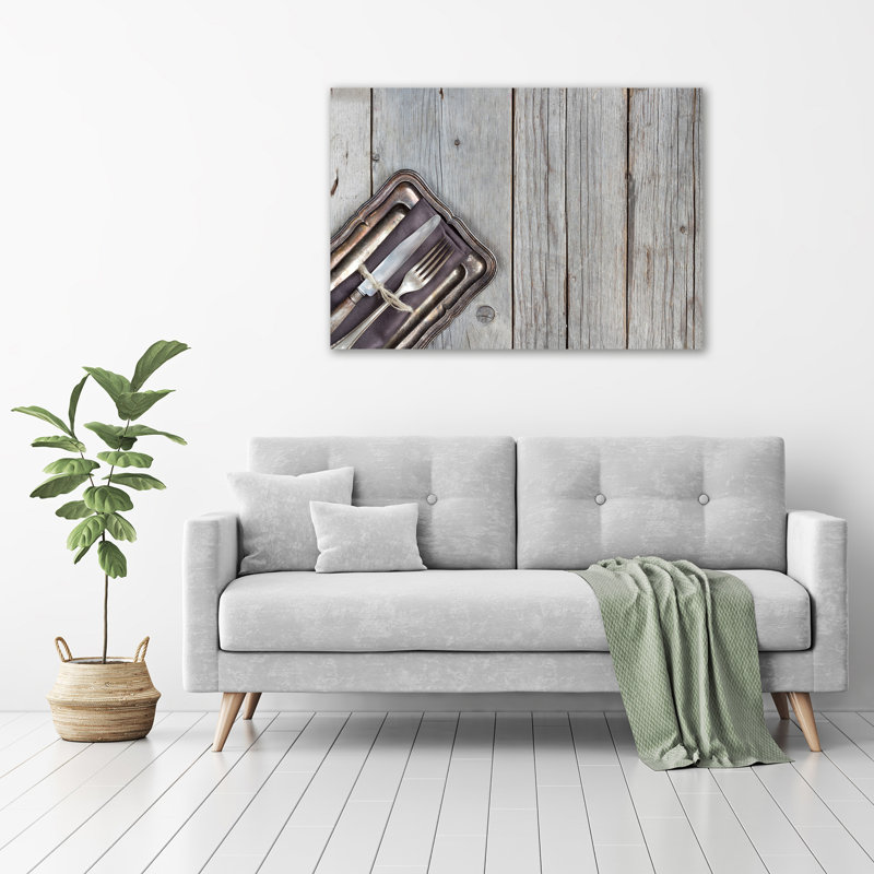 Cutlery On Boards - Wrapped Canvas Print