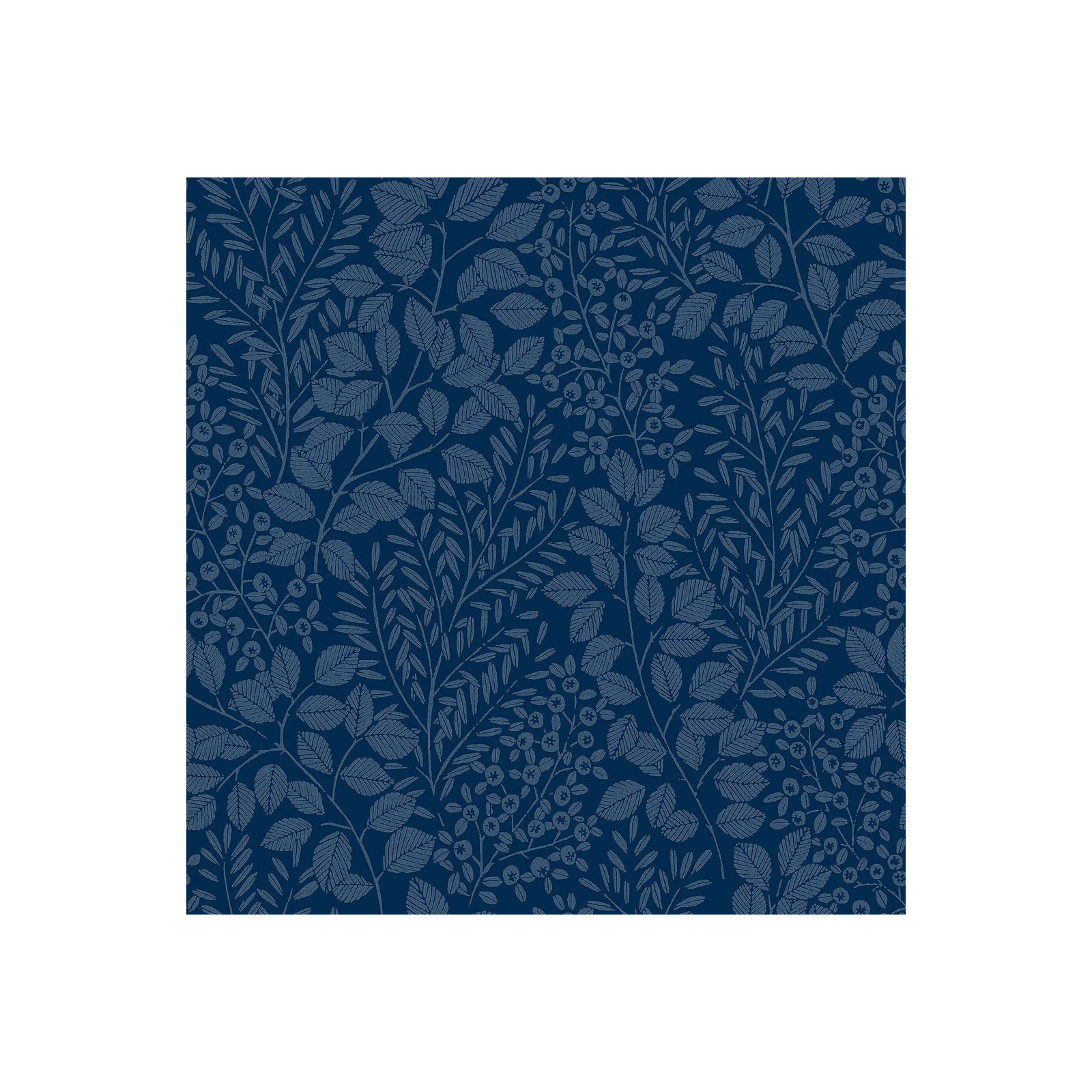 Adamina Flowers Wallpaper, Navy Blue