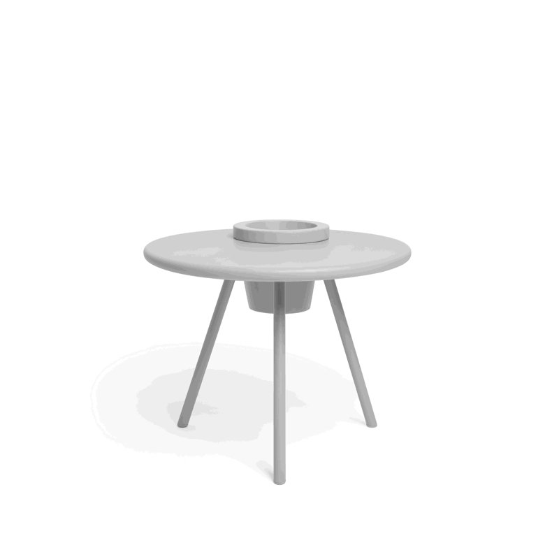 Bakkes Round Light Gray Metal Planter Side Table