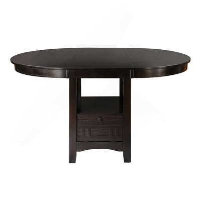 Dark Cherry Finish Counter Height 1Pc Dining Table W Extension Leaf And Storage Base Traditional Design Dining Room Furniture