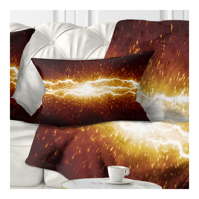 Coussin décoratif imprimé abstrait Lightning on Dark Sky, Rectangulaire, 12 po x 20 po