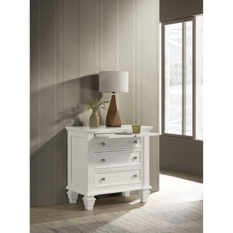 Table de chevet 3 blanc crème avec plateau coulissant - Personnalisez l'espace de la chambre à coucher