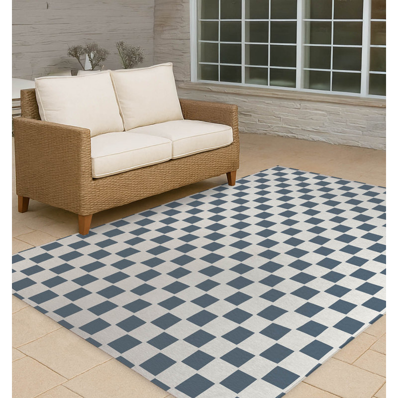 Checkered Non-Slip Outdoor Rug, Rectangle 8' x 10'