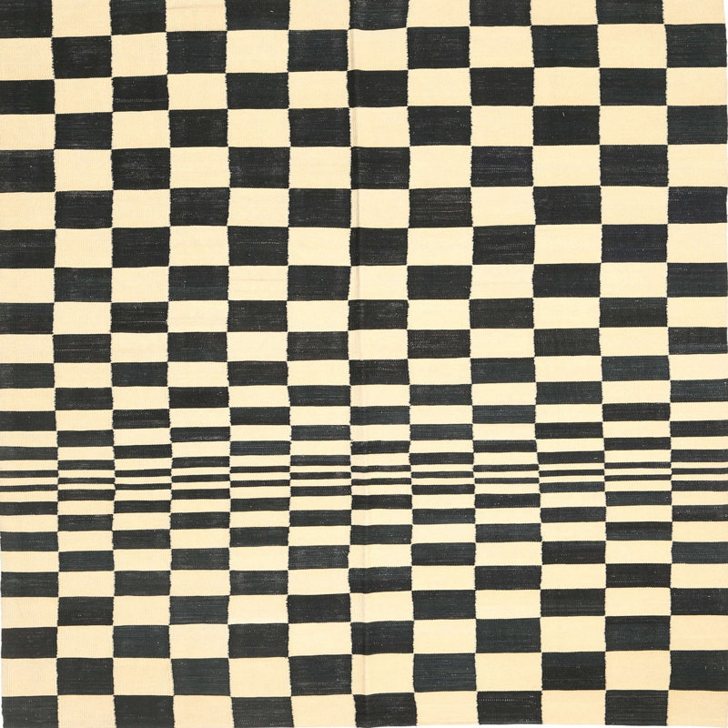 Tapis contemporain noir, Carré 8 pi