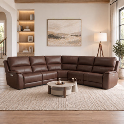 Canapé modulaire en cuir à 5 places modulaire triple avec soutien lombaire réglable sans gravité et port USB intégré