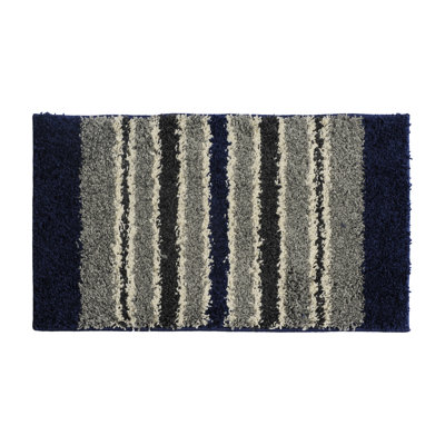 Tapis rayé bleu / gris