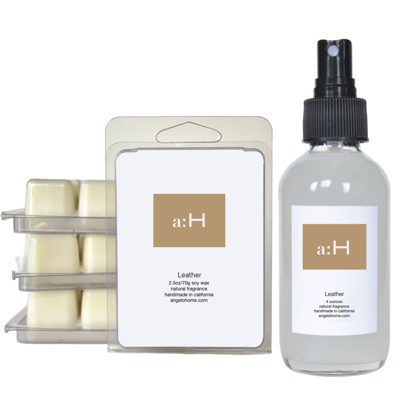 Handcrafted Leather Scented Wax Melts and Room Spray Set