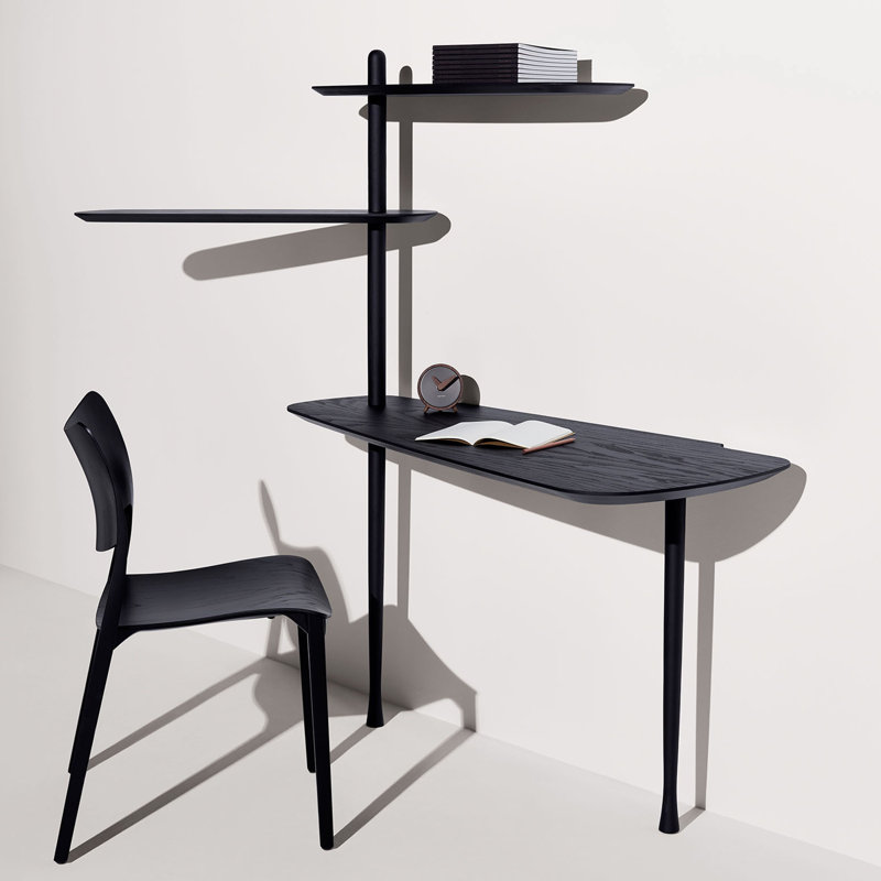 Unica Solid Wood Ladder Desk, Black