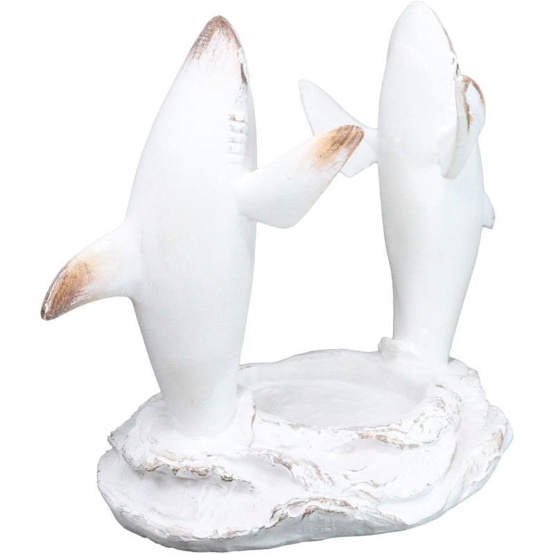 Ocean Marine Byron Bay Twin Great Sharks Rising Above Water Wine Holder, White