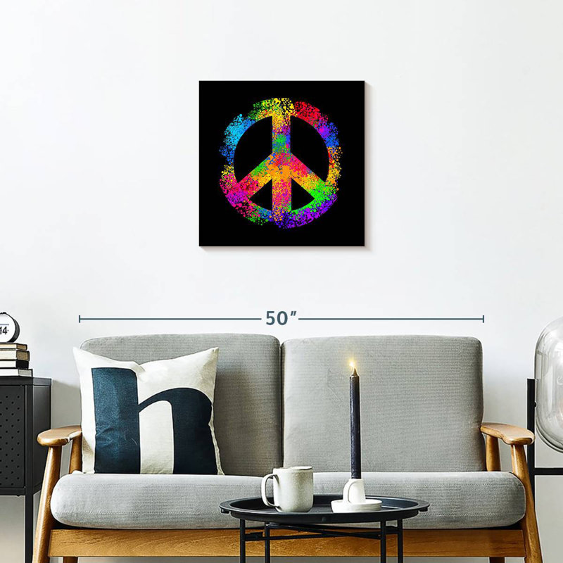Khelsey Rainbow Hippie Peace, 20" H x 20" W