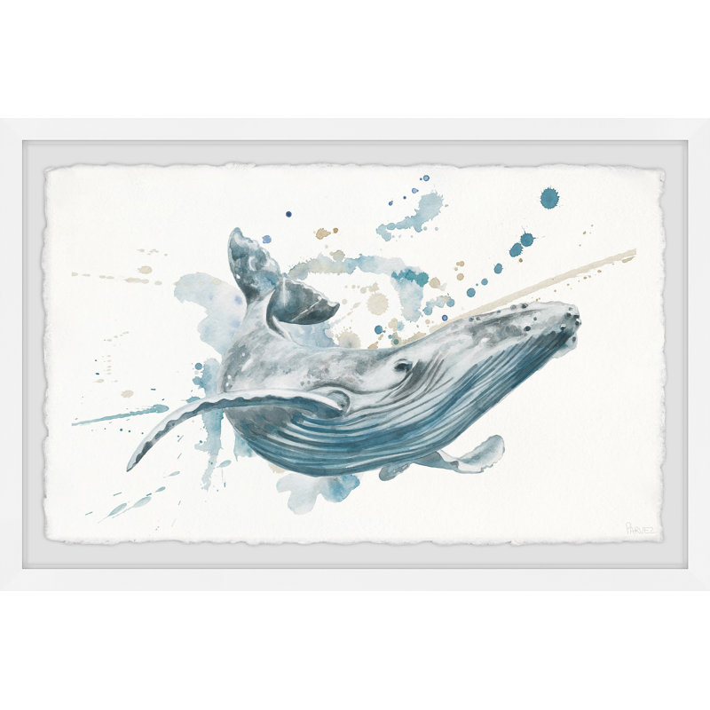 Blue Whale Splash by Parvez Taj - Single Picture Frame Painting, 61 cm H x 91 cm W