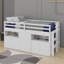 Lit mezzanine simple avec 4 tiroirs, sous l'armoire et les tablettes-72552267