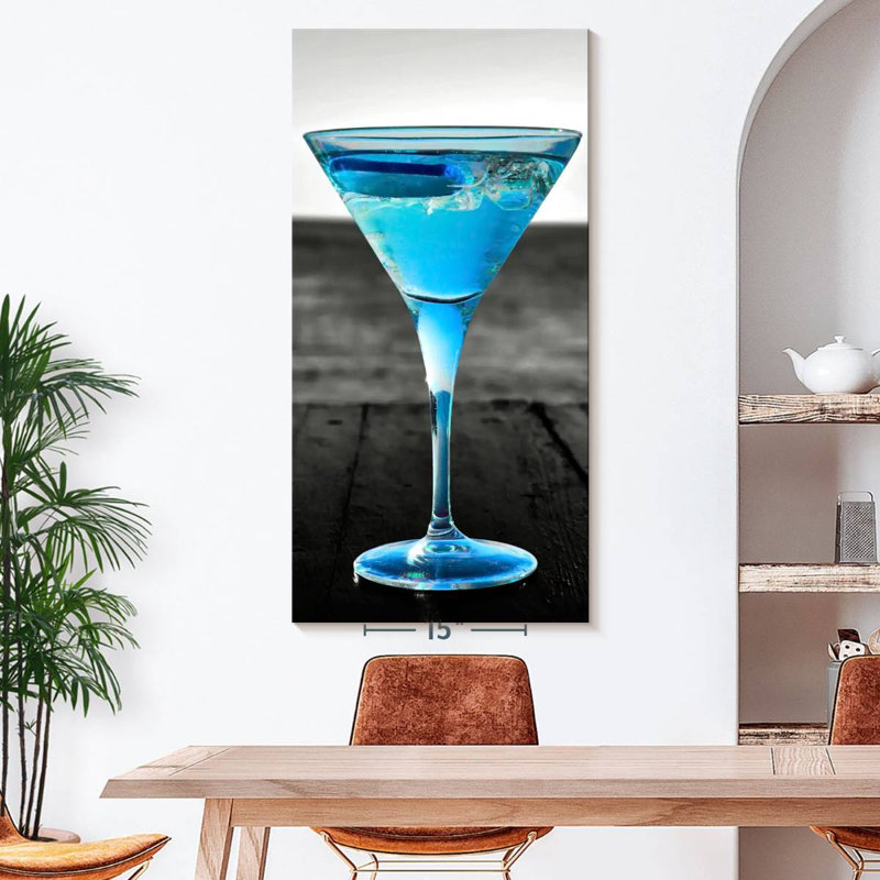 " Pop Blue Martini " by SodaPopArt, 54" H x 27" W x 1.25" D