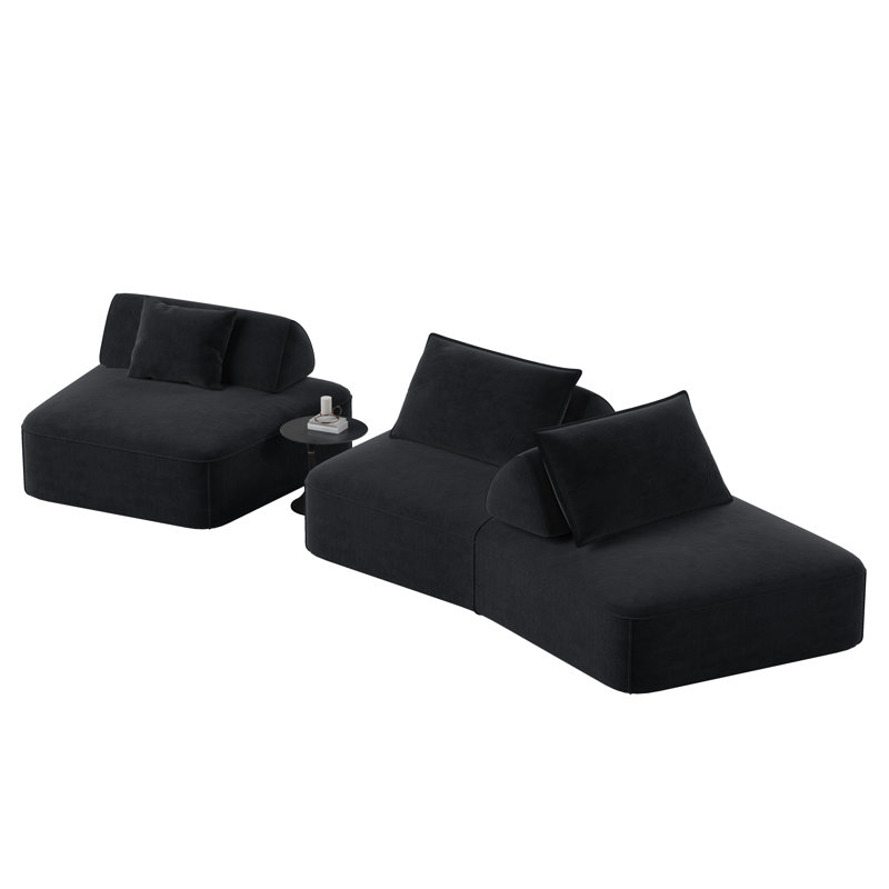Canapé modulaire incurvé moderne de 139 po avec méridienne Amelina, canapé rembourré en chenille avec coussins, canapé modulaire en tissu de chenille pour le salon