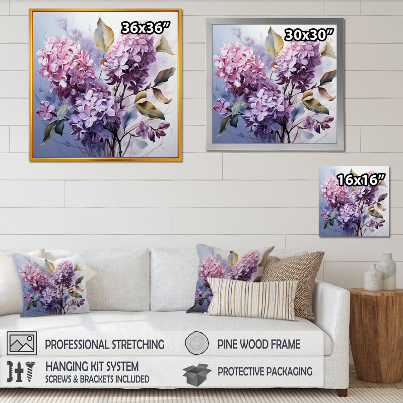 Lilas, harmonie mystique sur toile, H 24 po x l 24 po x P 1 po, Toile tendue
