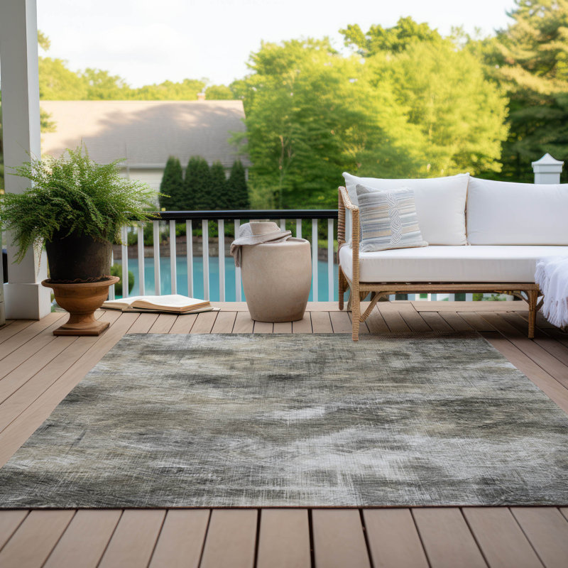 Ayannah Washable Abstract Indoor / Outdoor Rug, Rectangle 10' x 14'