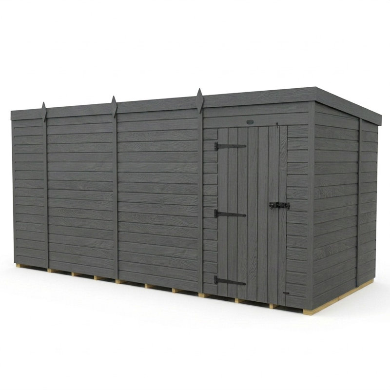 Total Sheds 14ft x 7ft Composite Pent Garden Shed - Single Door - No Windows - EPDM Rubber Roof - UK Manufactured