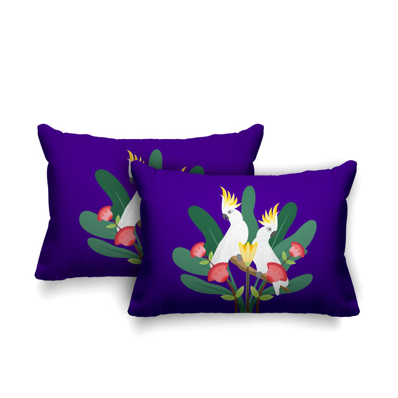 Coussin lombaire intérieur / extérieur Flocked Birds, Mauve