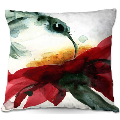Coussin décoratif fleur rouge canapé colibris
