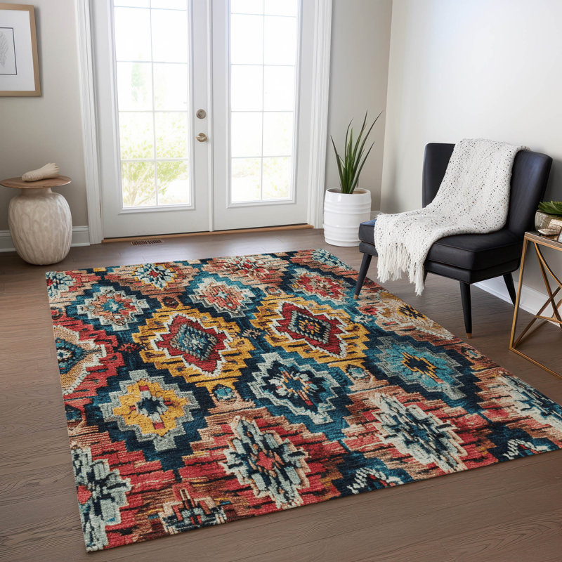 Tapis intérieur / extérieur lavable à la machine Xhevrie, Rectangle 10 pi x 14 pi