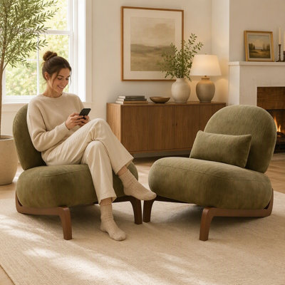 Ensemble de 2 chaises d'appoint sans accoudoirs, chaise rembourrée avec pieds en bois massif, coussin moelleux