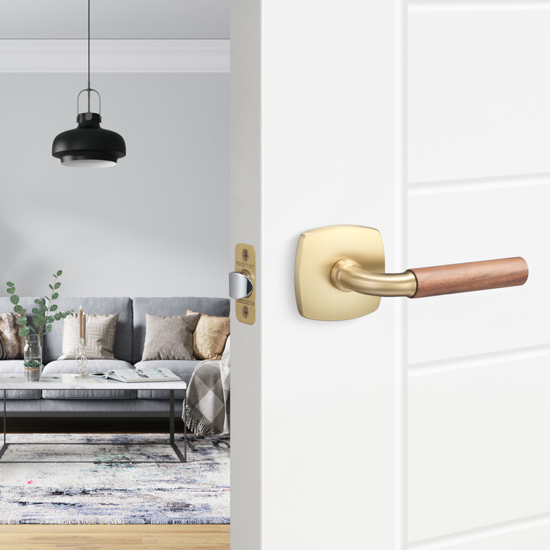 Forma Passage Rosette In Polished Chrome, Walnut Grip, Satin Nickel/Walnut