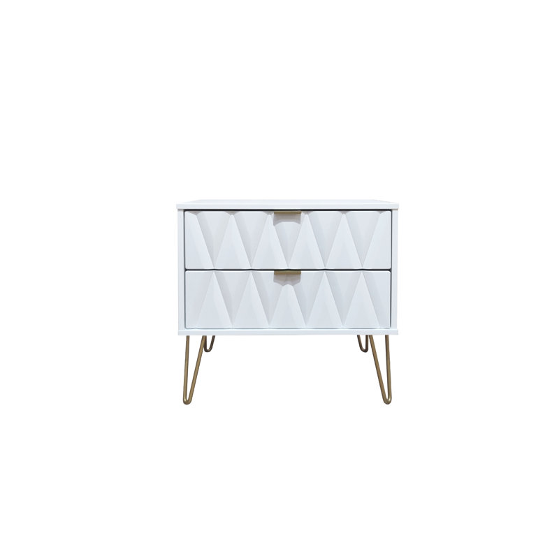 Fully Assembled Payson 2 Drawer Bedside Table, White