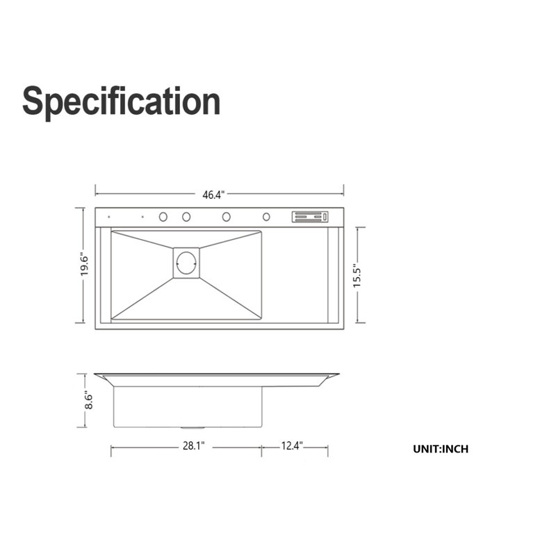 45.5'' L Double Bowl Stainless Steel Kitchen Sink, Silver