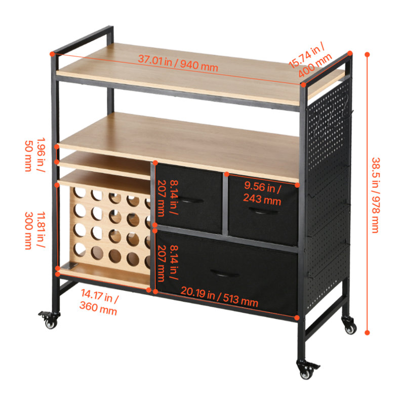 320cm H x 104cm W Light Stand with Wheels