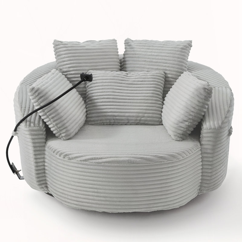 360° Swivel Chair Accent Barrel Chair, Light Gray