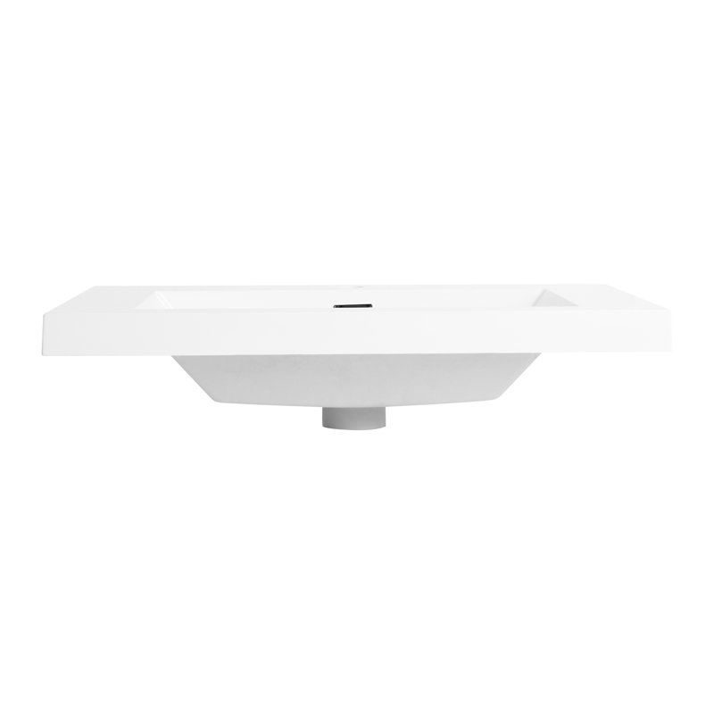 Lavabo de salle de bain 30 po en résine, blanc brillant - Lavabo de beauté durable et élégant