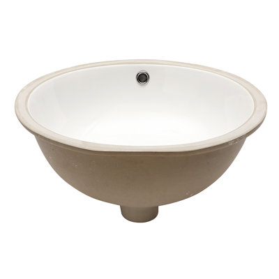 19"X16" White Ceramic Oval Undermount Bathroom Sink With Overflow