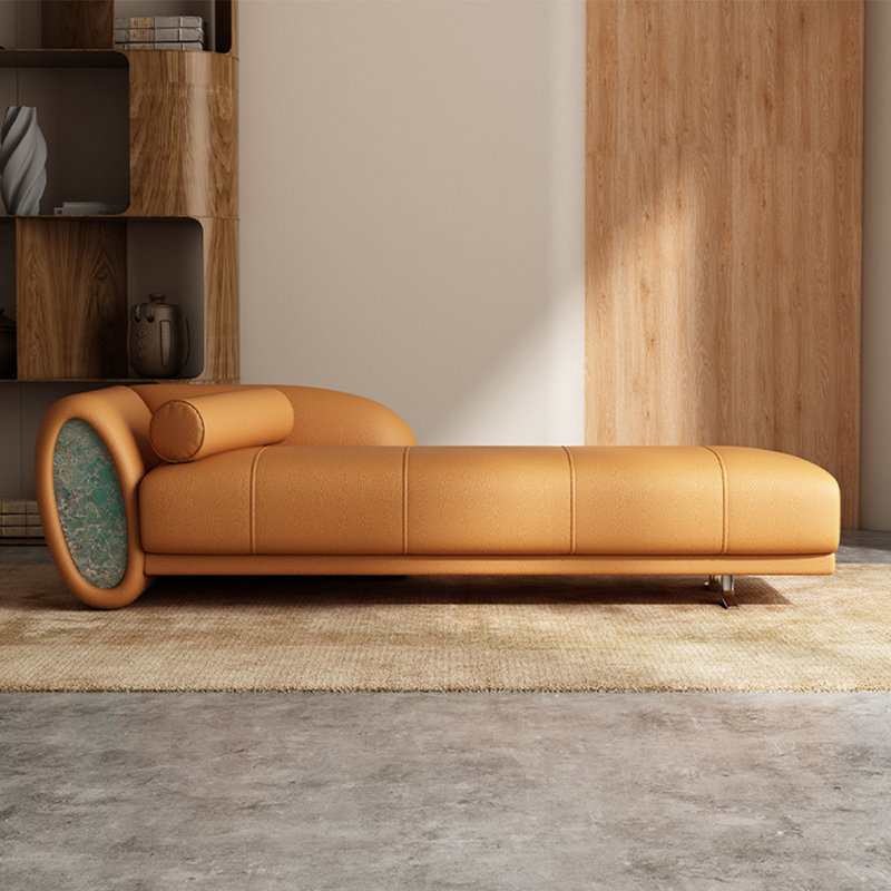 Chaise longue créative, confortable et décontractée, Orange, Orienté à gauche (vu de face)